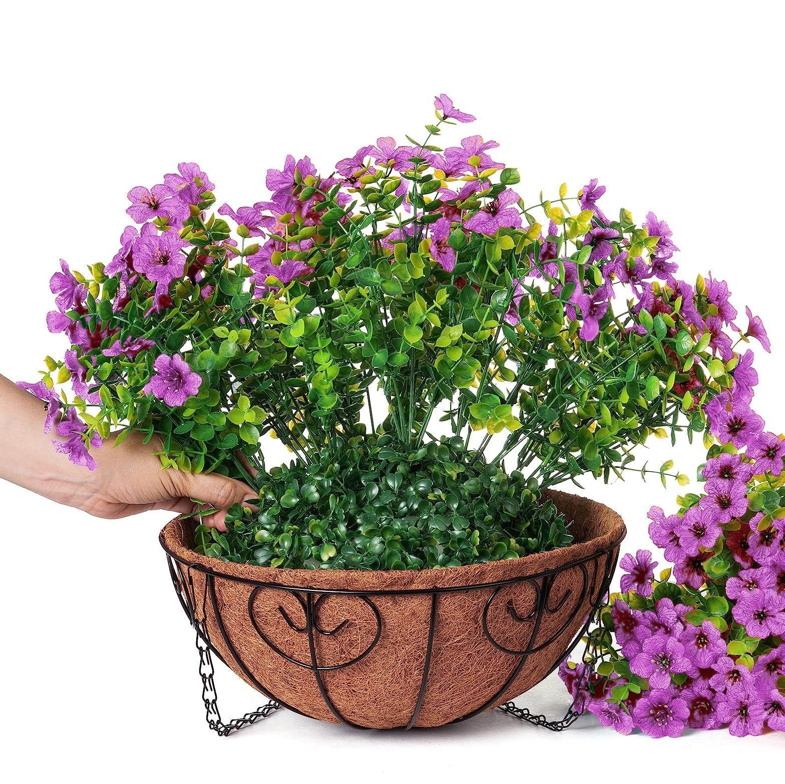 Set da 18 pezzi di fiori e piante artificiali da esterno, vegetazione primaverile/* per * piante finte in plastica resistenti ai * UV, senza sbiadimento, per giardino esterno, portico, fioriera, casa