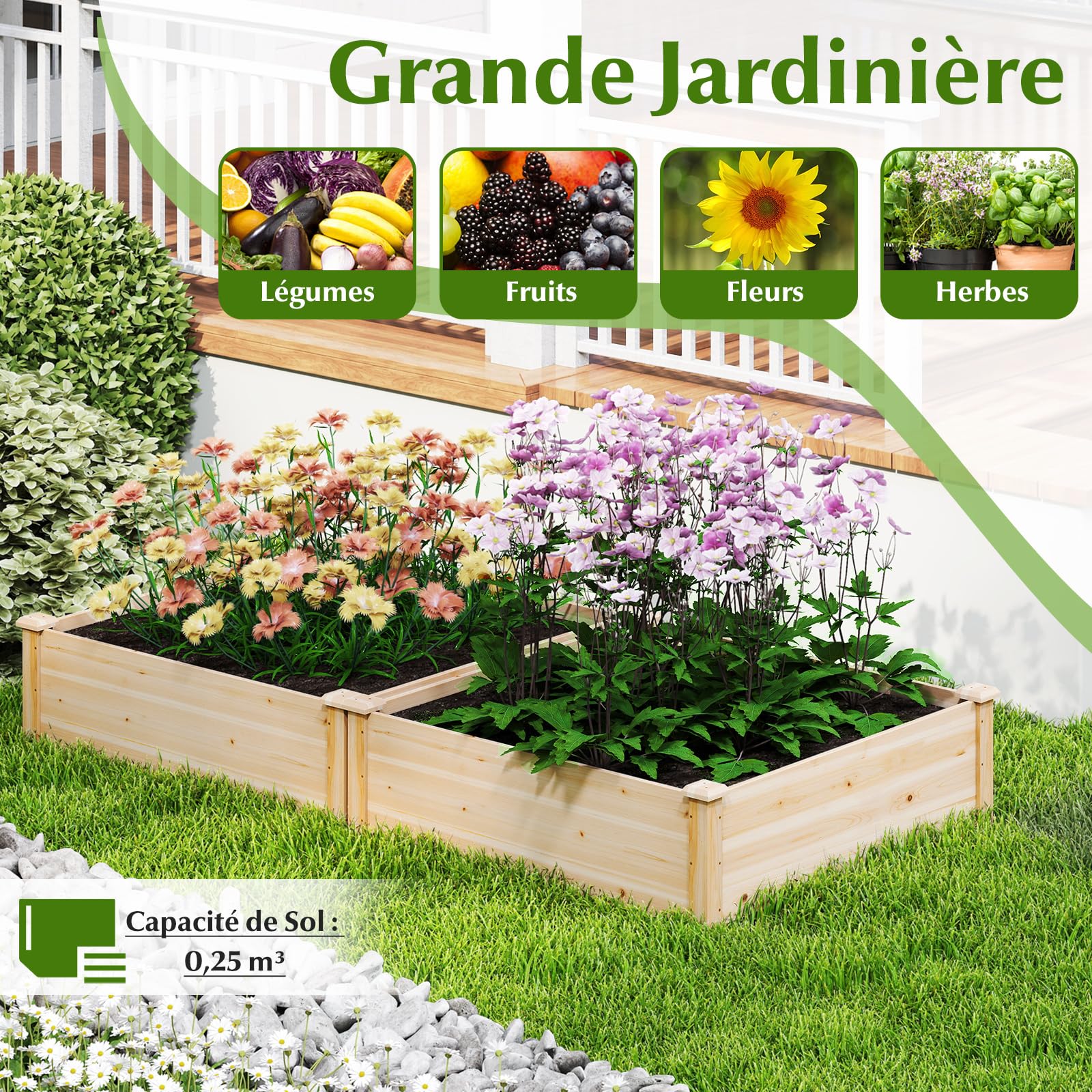 RELAX4LIFE Jardinière Carrée sans Fond 100 CM
