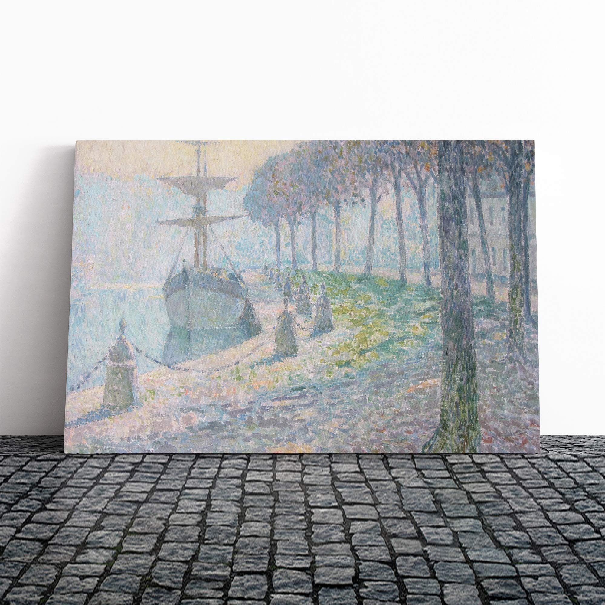 Henri Le Sidaner Docked Boat Canvas Print | Gallery Wrapped 30mm Frame Wall Art | 24x16 inches | Ready to Hang | Modern Seascape Picture | Living Room Bedroom Lounge Office