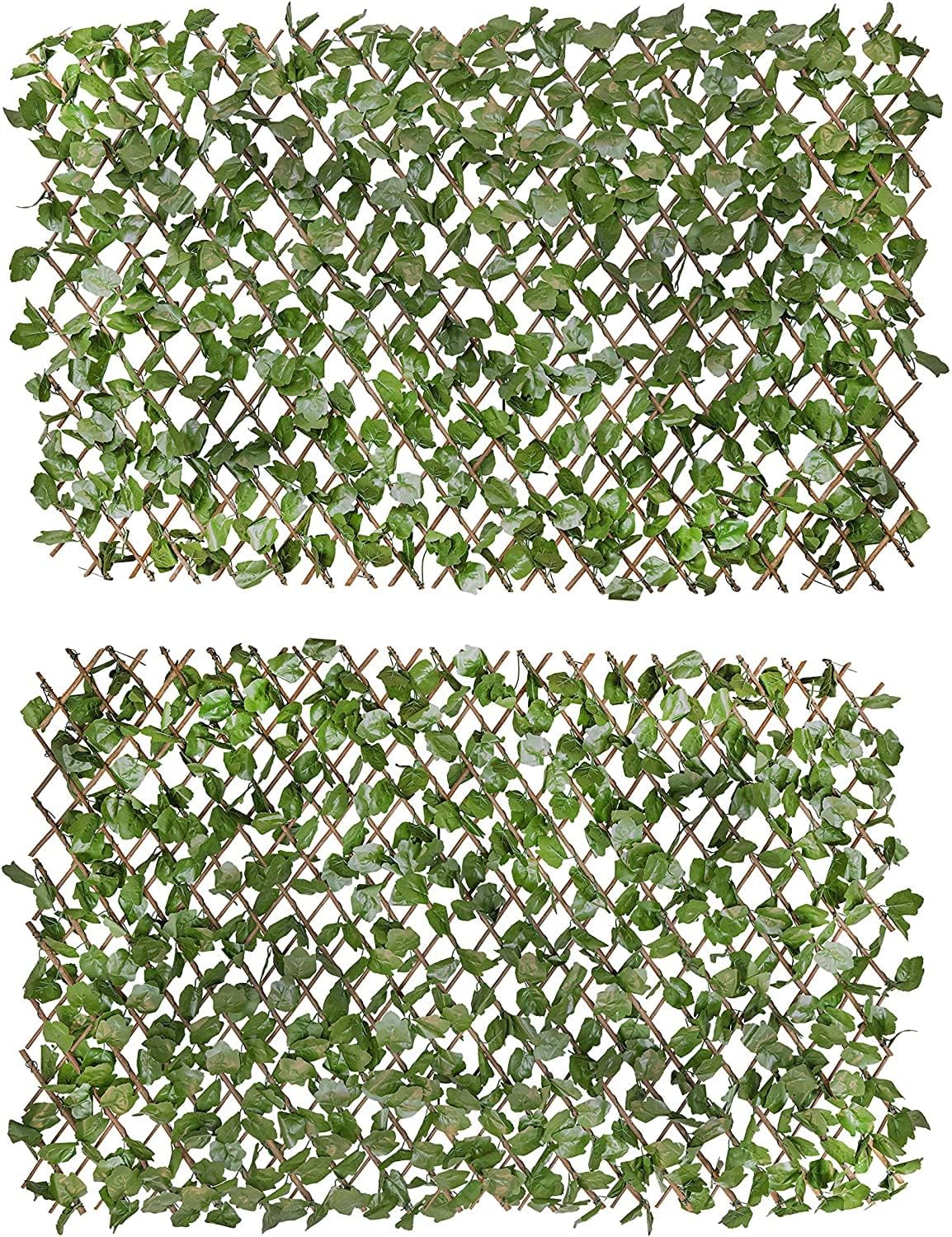 Verseo Artificial Ivy Privacy Fencing System, Faux Ivy Vine & Willow Branch Lattice, Adjustable Ivy Wall Privacy Screen, Expandable Horizontal or Vertical up to 96" (Set of 2, for 192" of Coverage) 2 Pieces