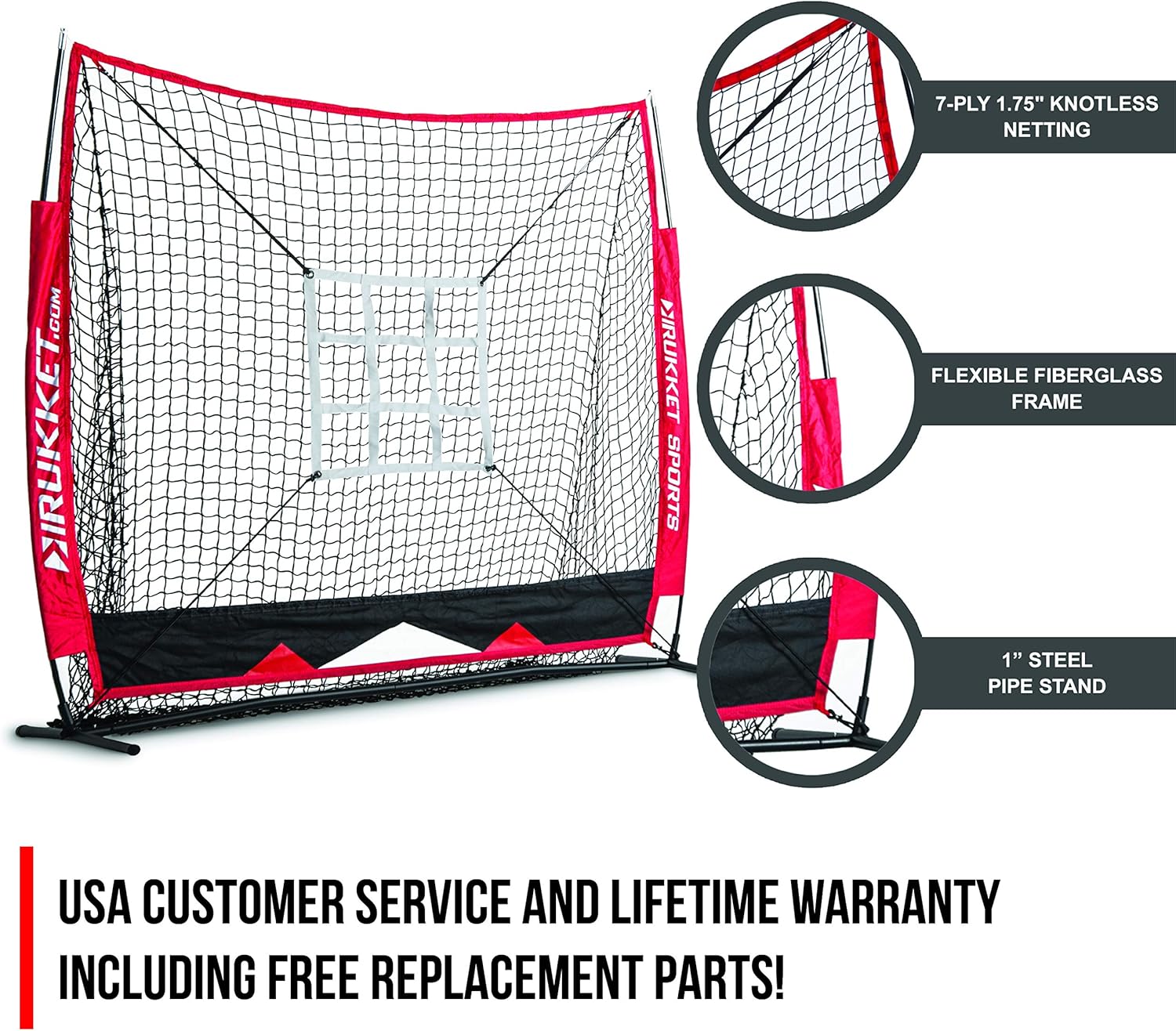 Rukket 6pc Baseball & Softball Bundle | 5x5 Hitting Net | 3 Weighted Balls | Batting, Pitching, Catching Screen with Strike Zone Target : Sports & Outdoors