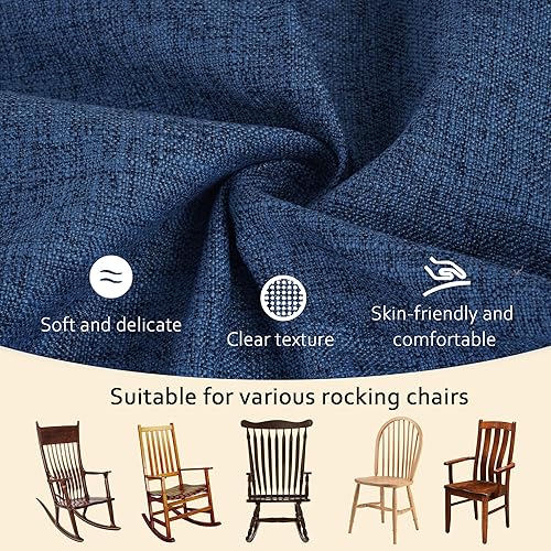 Miniatura 4 de ELFJOY Cojín extragrande para silla mecedora, antideslizantes, de lino, para respaldo grueso y cojín de asiento, juego de 2 piezas con lazos