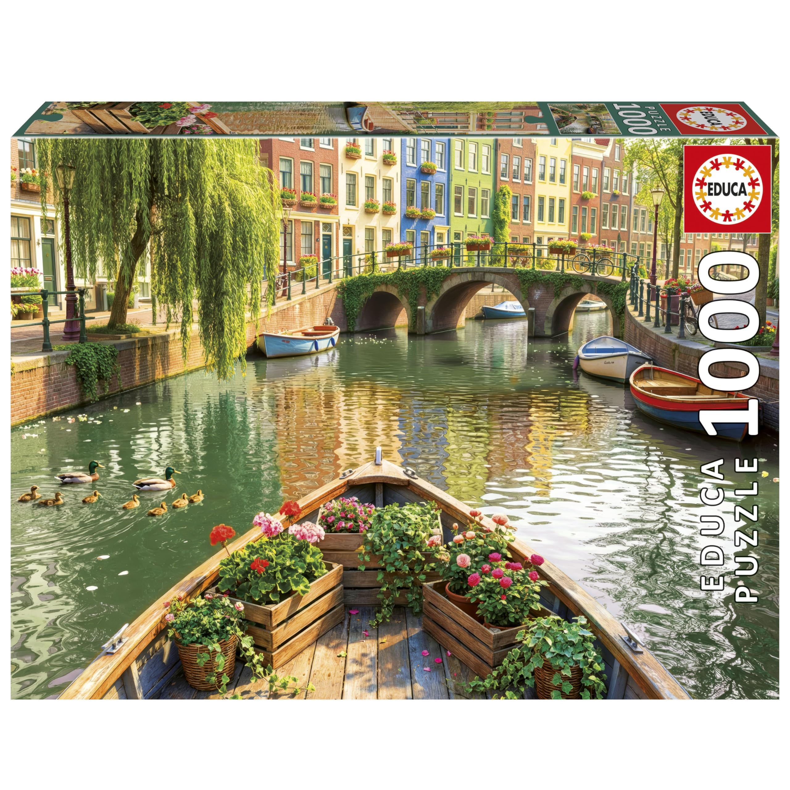 Educa - 1000 Piece Amsterdam Boat Ride Jigsaw Puzzle for Adults | Canal Scene Netherlands Theme Relaxation Gift | Ages 14+ (20563)