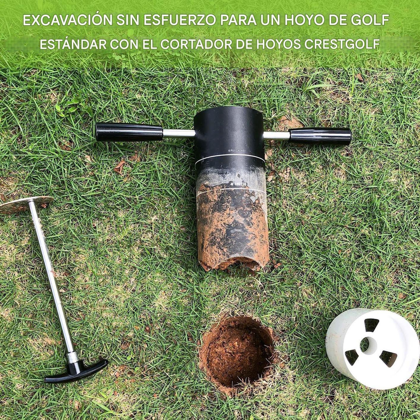 Cortahoyos De Golf Juego Práctica Cavador Portátil Estándar | Cortador De Copa De Golf Con Mango Desmontable Para Juego De Bolas Al Aire Libre En Patio, Césped Y