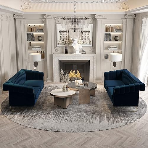 Miniatura 41 de Sofá Chesterfield de terciopelo de 83 pulgadas, sofá moderno de mediados de siglo, sofá de 3 asientos para sala de estar y apartamento (negro) Negro