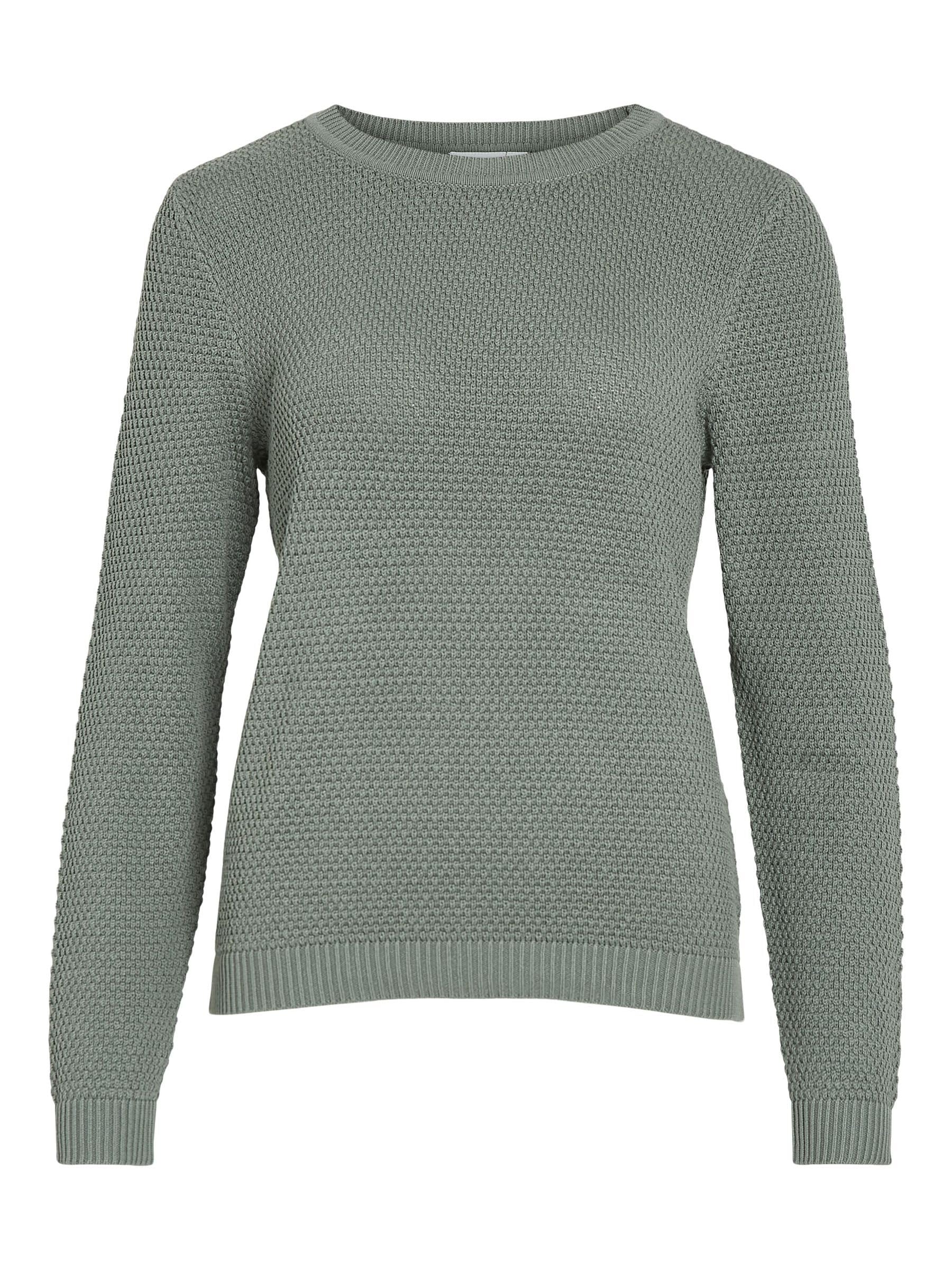 Vila Women's Vidalo O-Neck L/S Knit Top Noos Jumper, Chinois Green, L
