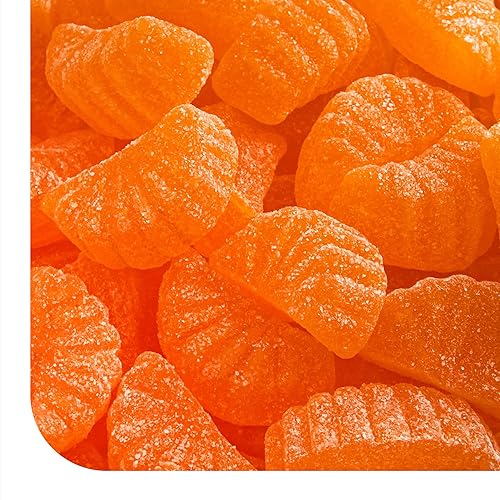 Rebanadas de naranja  Paquete de 2 libras (65 unidades)  Caramelo de Navidad  Rebanadas de frutas con sabor natural  Caramelos masticables sin