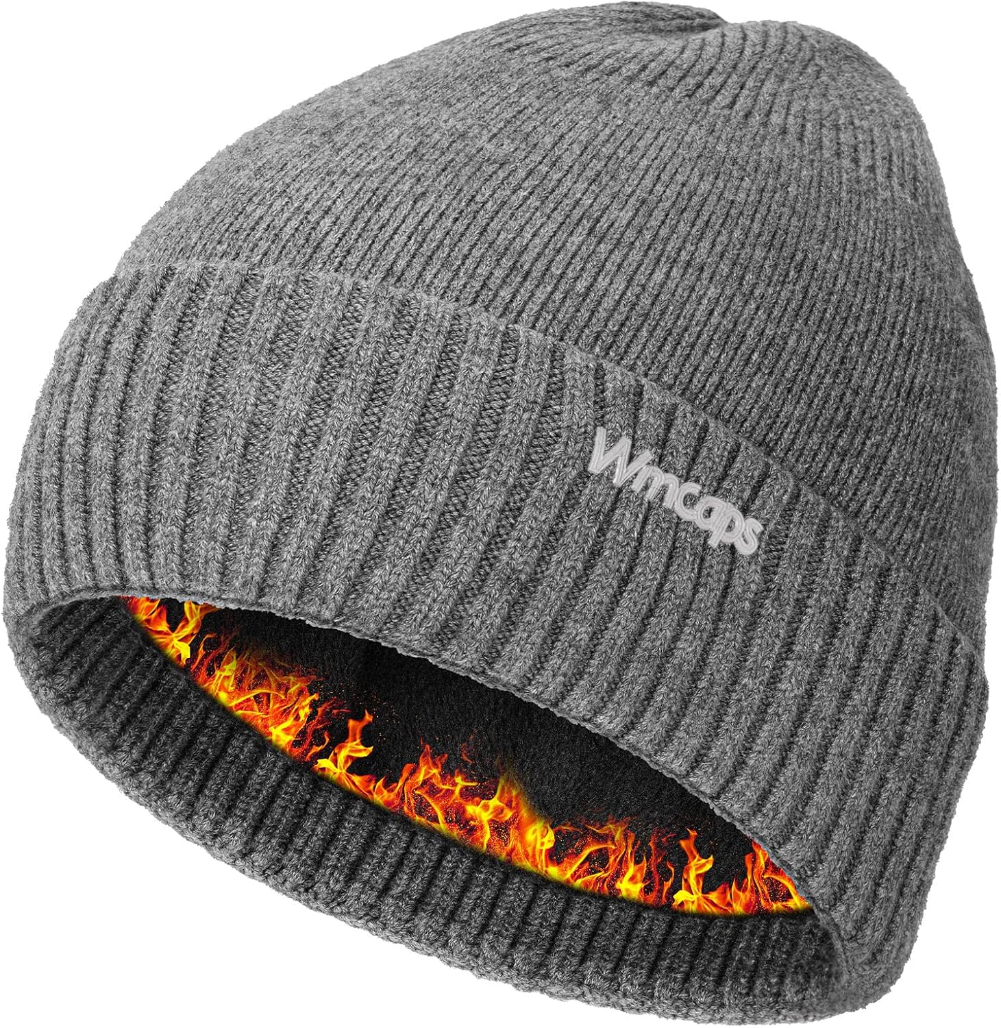 Warm Fleece-Lined Beanie for Men & Women with Reflective Logo