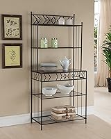 Vista 2 de Kings Brand Furniture - Estante de cocina de pie de 5 niveles con soporte de almacenamiento para microondas, marco de metal con acabado de mármol