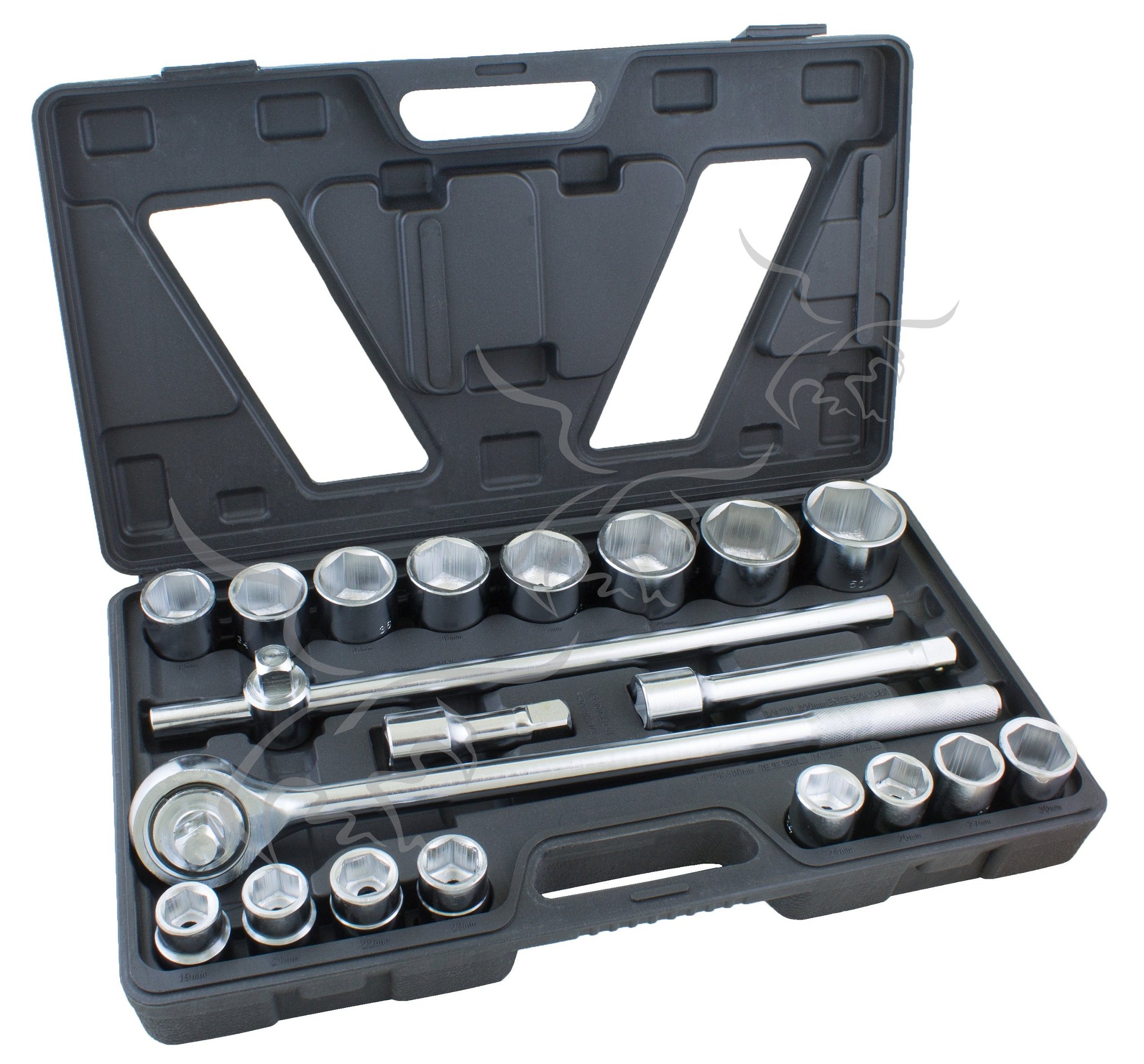 MALETÍN CON LLAVES Y VASOS HEXAGONALES DE 3/4". 6 CARAS