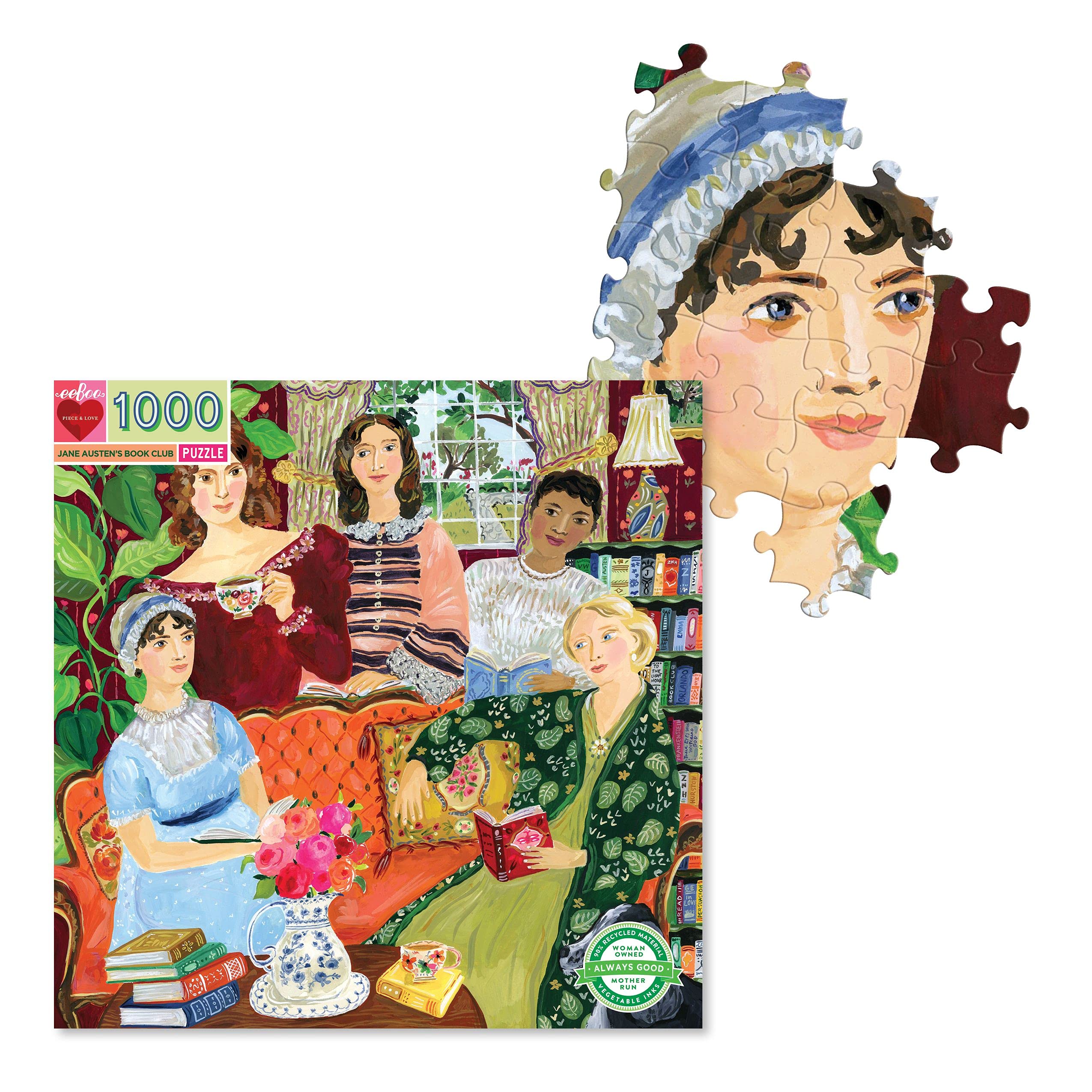 eeBoo Jane Austeen's Book Club - Recycled Cardboard Adult Puzzle with