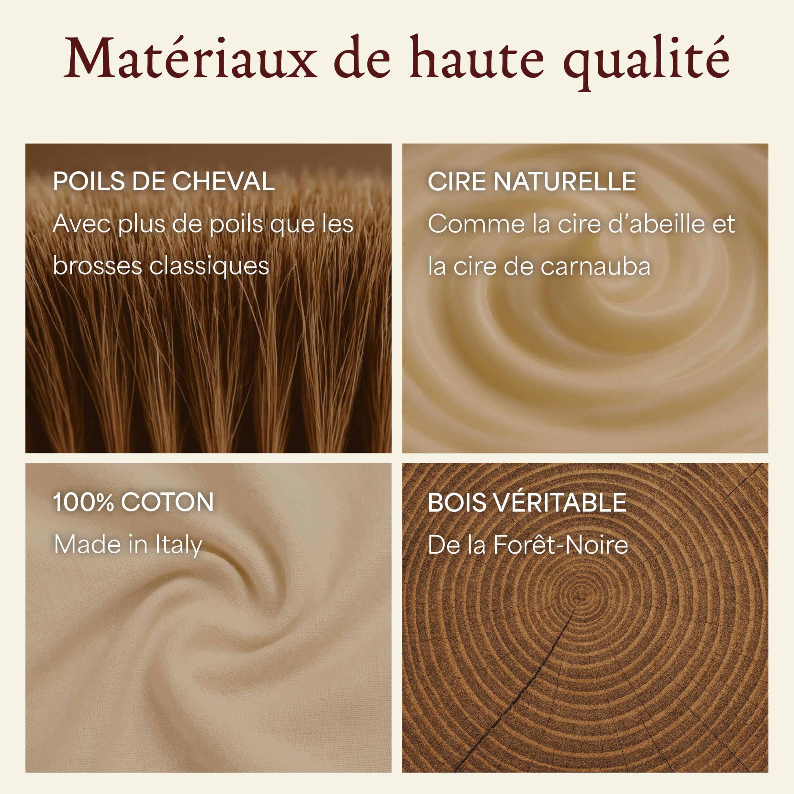 Langer & Messmer kit cirage de chaussures y compris des crèmes d'entretien pour le cuir et des brosses à chaussures de haute qualité en crin de cheval et en poil de chèvre
