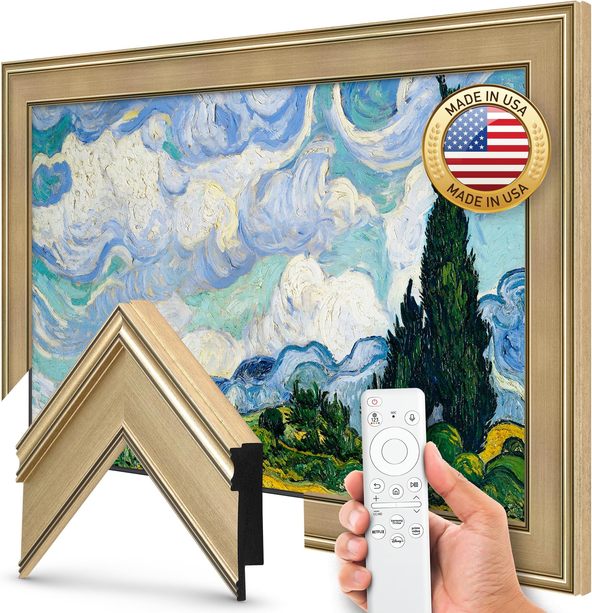 Champagne 65" Premiere Deco TV Frame - Compatible ONLY with Samsung The Frame TV and Pro TVs (Fits 2021-2026, LS03A, LS03B,LS03C,LS03D,LS03FA,LS03FW)