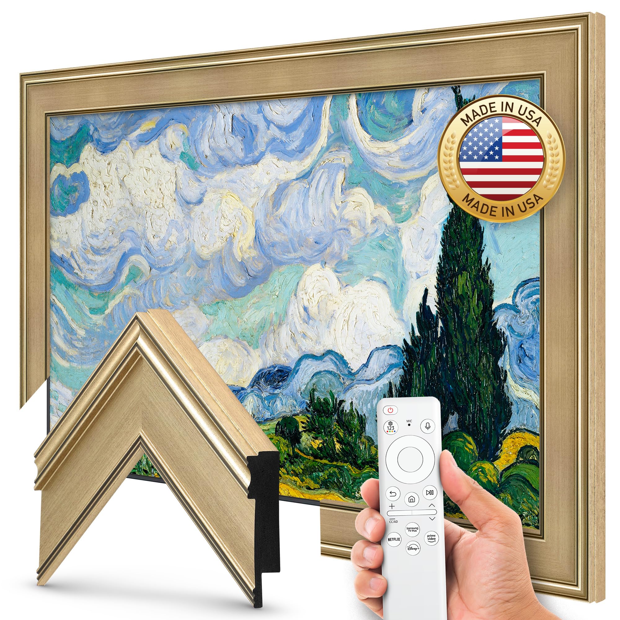 Champagne 65" Premiere Deco TV Frame - Compatible ONLY with Samsung The Frame TV and Pro TVs (Fits 2021-2025, LS03A, LS03B,LS03C,LS03D,LS03FA,LS03FW)