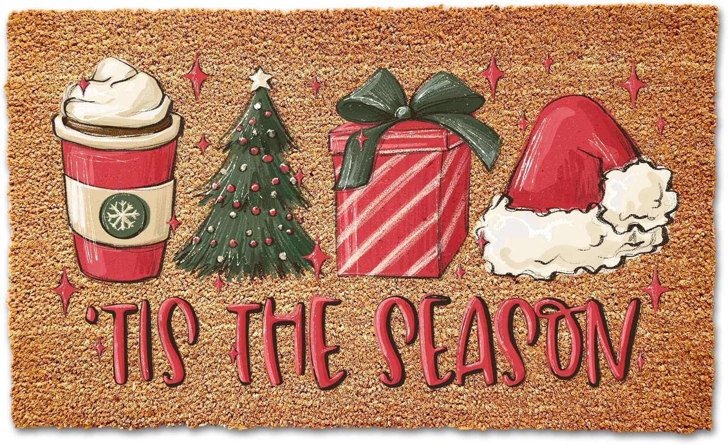 Tis The Season Christmas Doormat, Winter Doormat, Christmas Decor Outdoor Christmas Decorations Christmas Door Mat, Welcome Mat, Front Door (24X16)