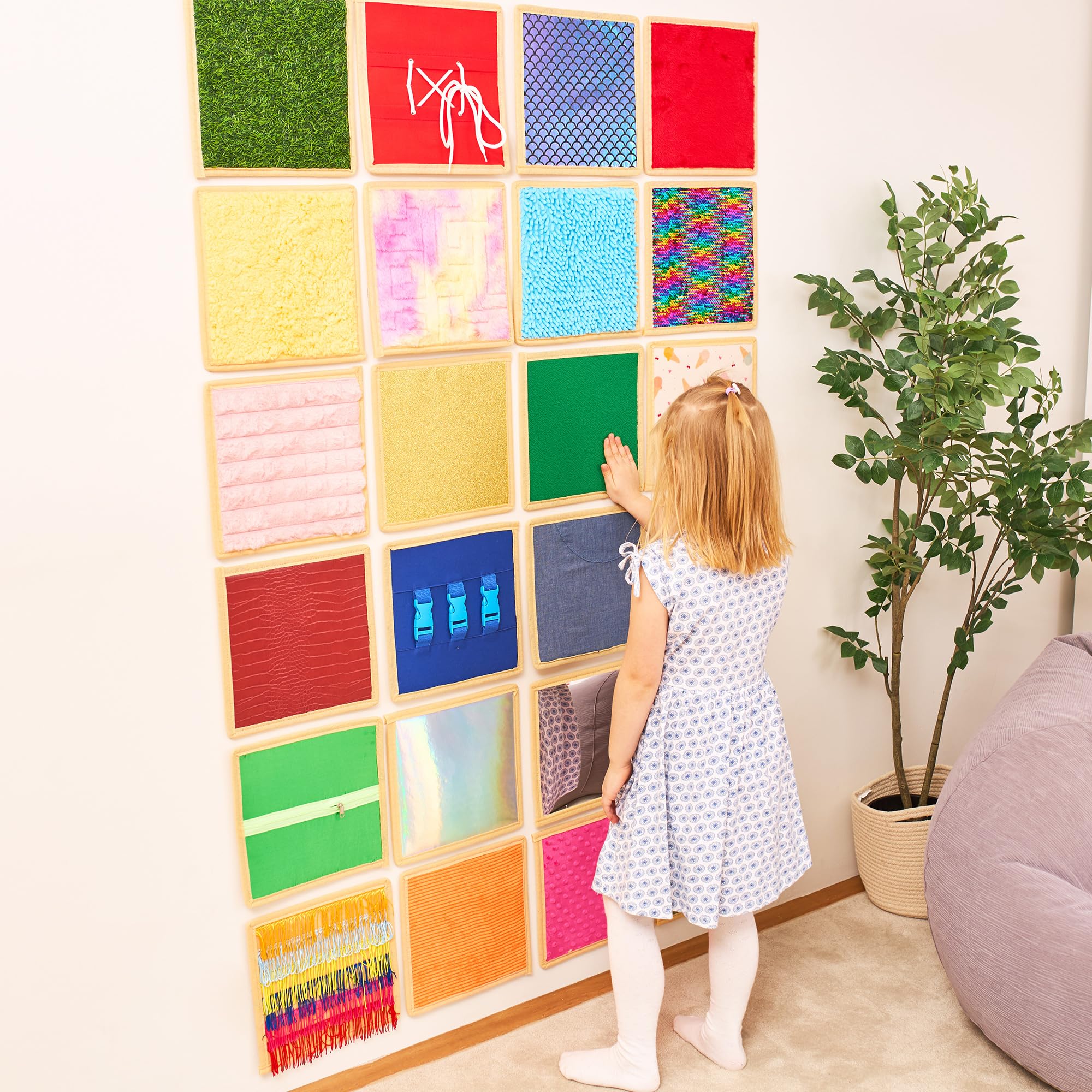 24 Pannello Sensoriale per Bambini | Piastrelle Sensoriali Testurizzate | Parete Sensoriale per Gioco e Apprendimento | Tappetini Sensoriali per Bambini e Aule | Pannelli Interattivi con Texture