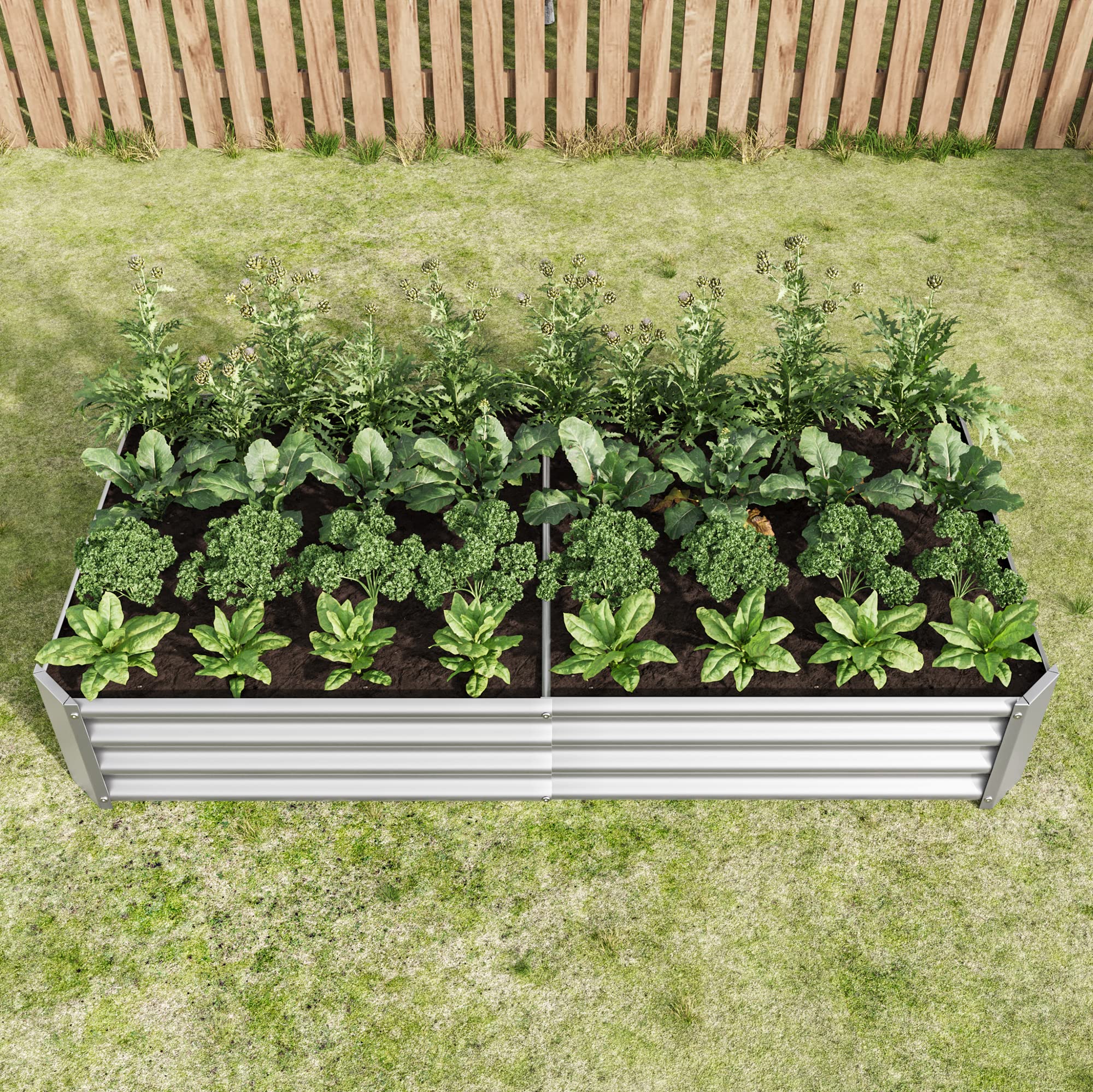 Gecheer Aiuola Rialzata, Letto da Semina in Giardino Lamiera Acciaio Robusta, Struttura Stabile Kit Senza Base, 180x91x30 cm, per Verdure Erbe Aromatiche Fiori Sistema Coltivazione Orto Domestico