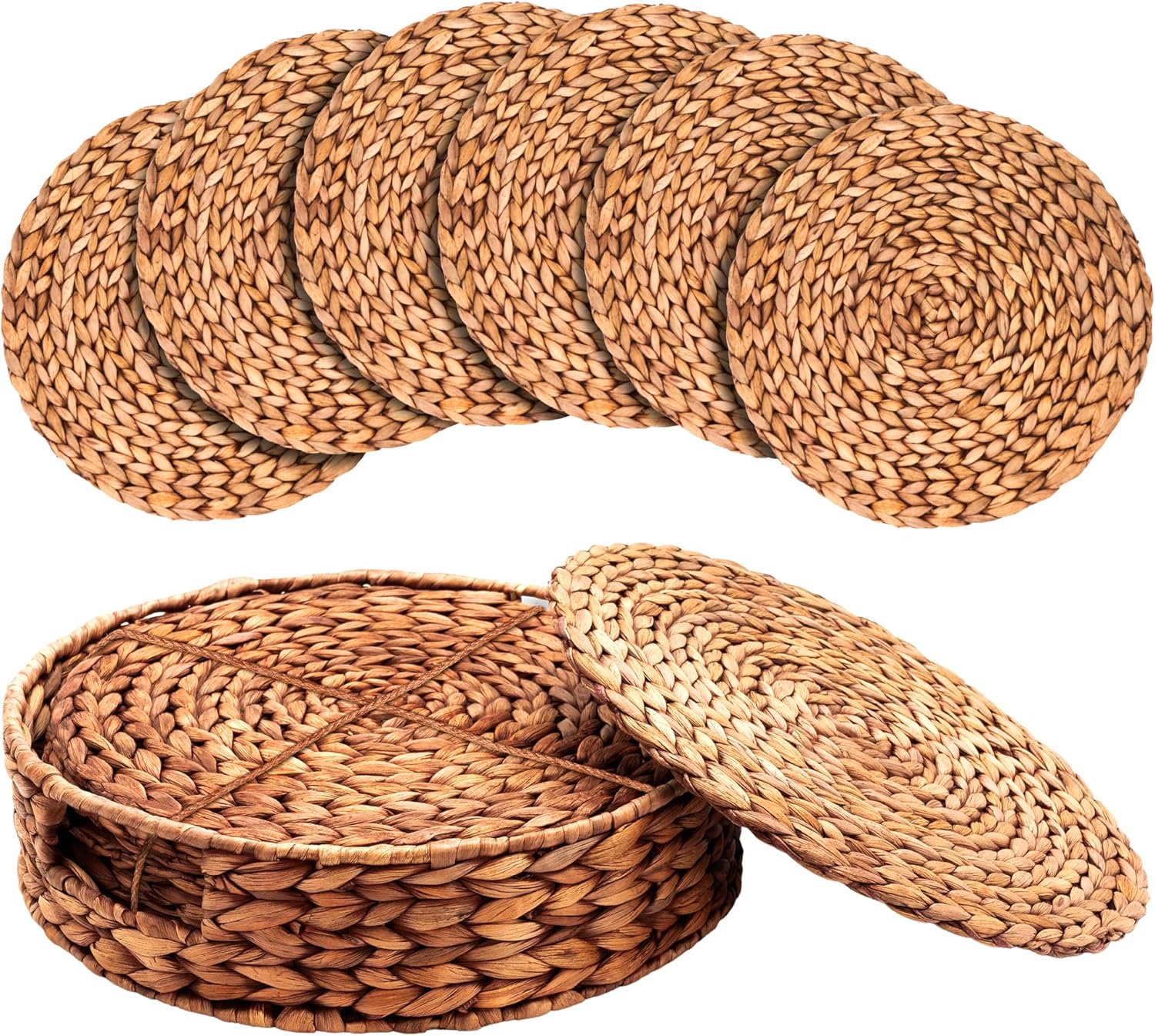Woven Placemats Set of 6 Natural Water Hyacinth Placemats
