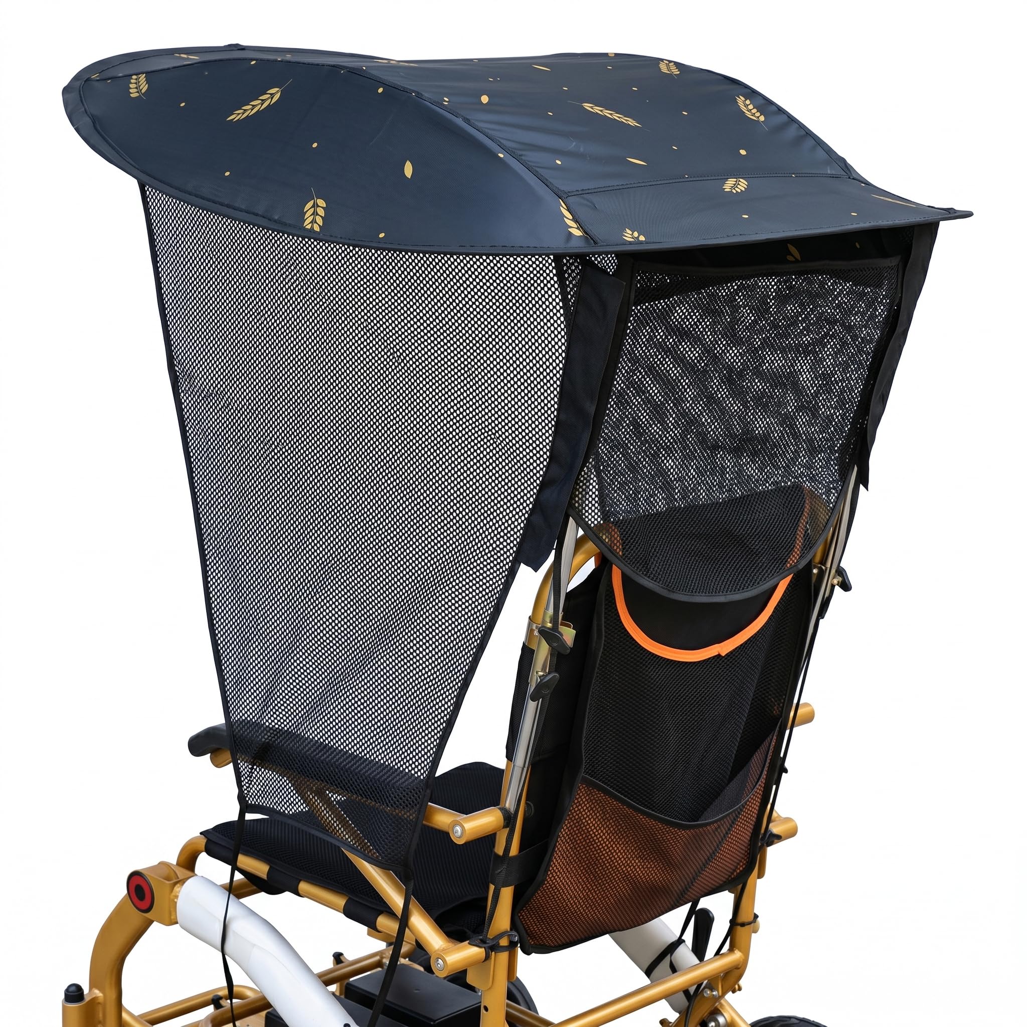 Paraguas para Silla de Ruedas, sombrilla portátil Ajustable, toldo para Silla de Ruedas al Aire Libre para sillas de con Asas de Empuje, Negro, Cubierta para Lluvia