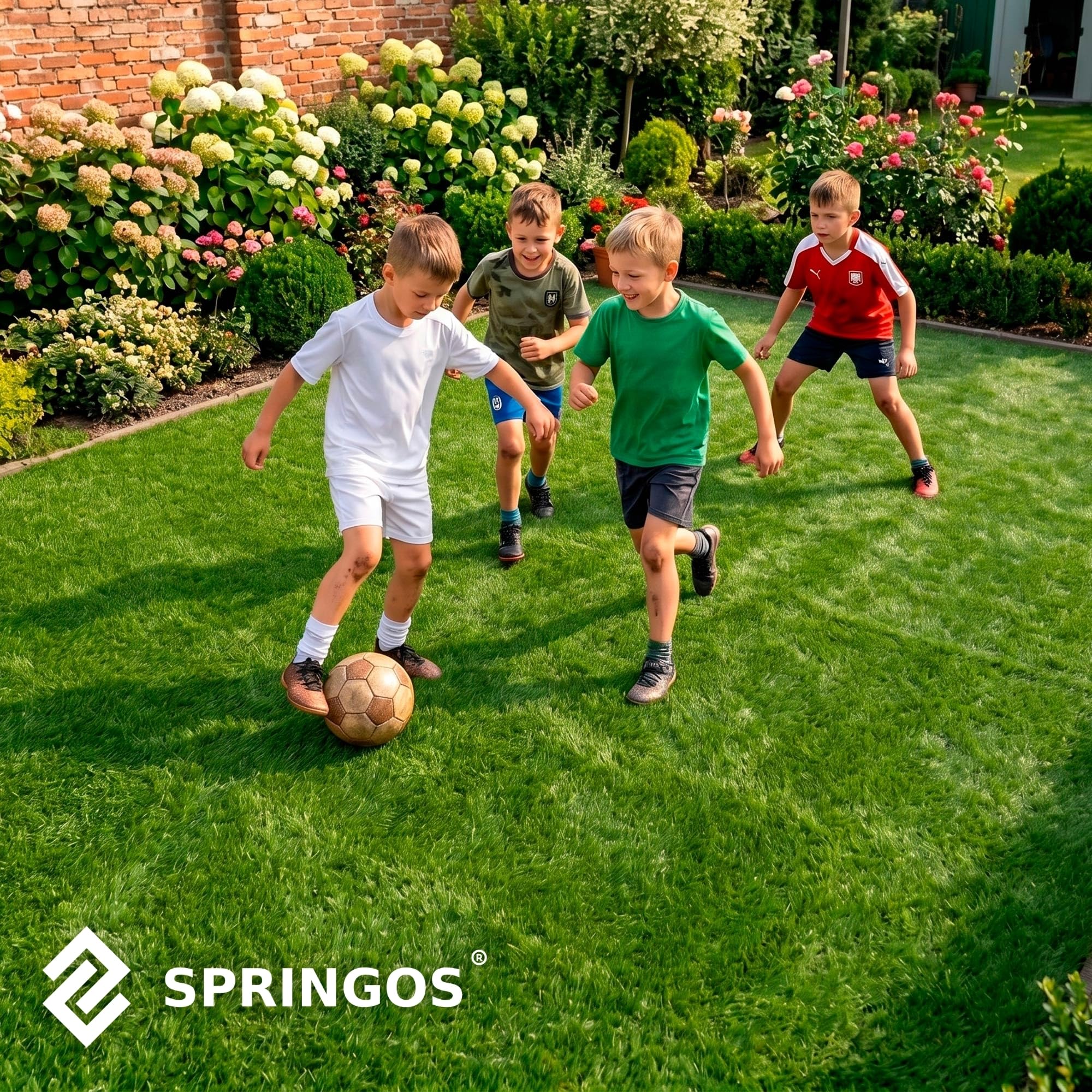 SPRINGOS Prato artificiale, 3 x 2 m, 32 mm, tappeto erboso da giardino, resistente ai raggi UV, con fori di drenaggio, spesso erba sintetica per esterni, per balcone, terrazza, patio, animali