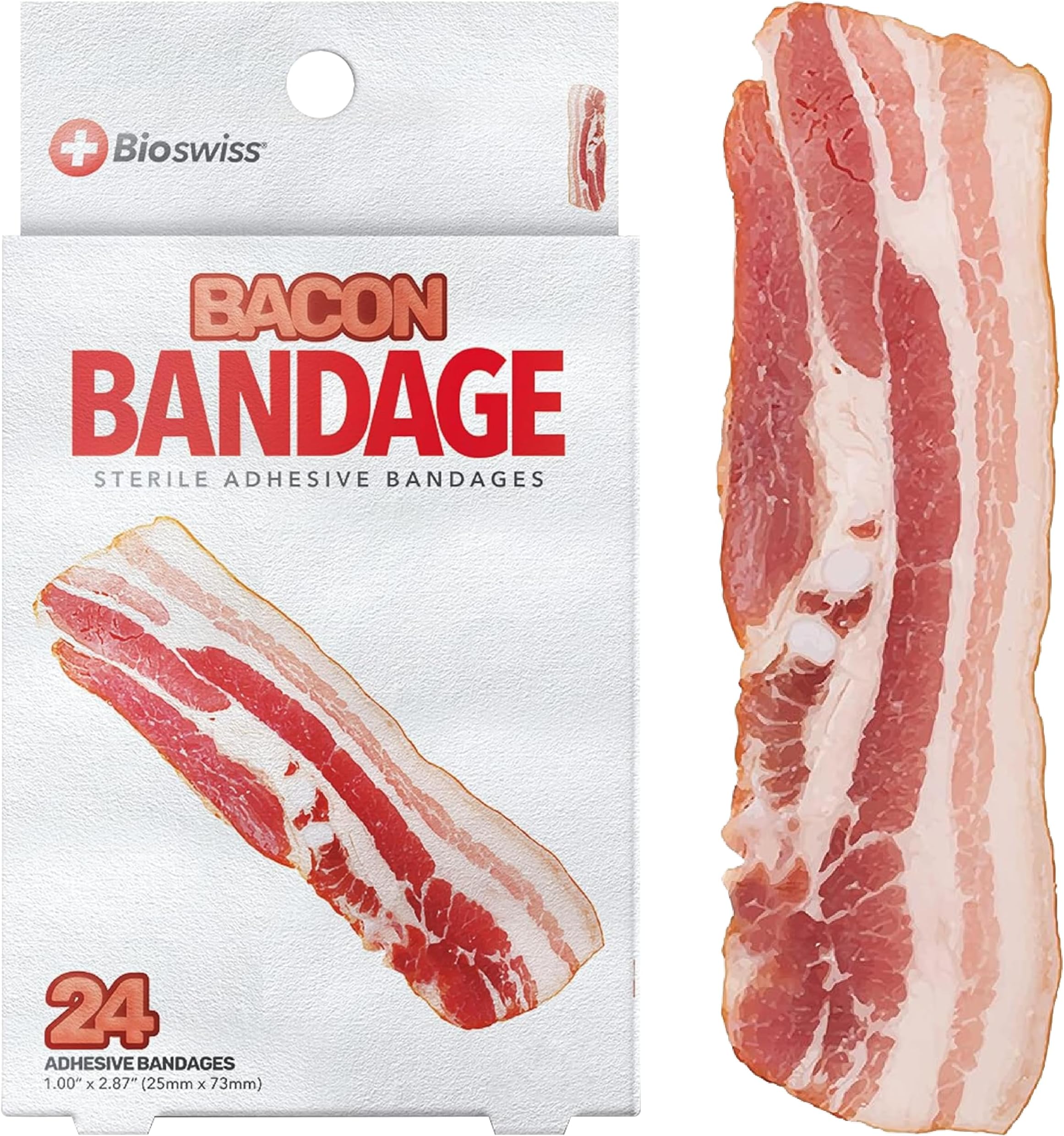 BioSwiss Bandages, Bacon Shaped Self Adhesive Bandage Set, Latex Free, Sterile Wound Care, 24 Count