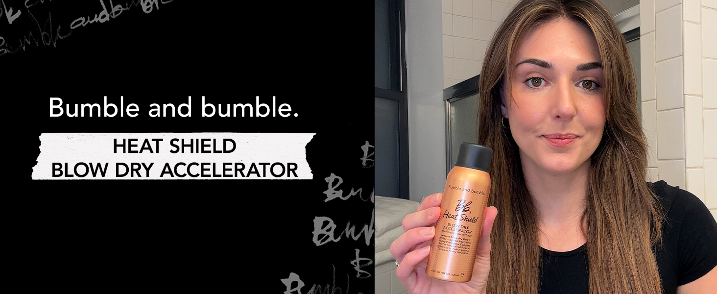 Bumble and bumble. Heat Shield Blow Dry Accelerator Hair Mist | Reduce Blow Dry Time, Anti Frizz, Heat Protection, Smooths | For All Curly, Wavy, Straight Hair Types, 4.2 Fl Oz