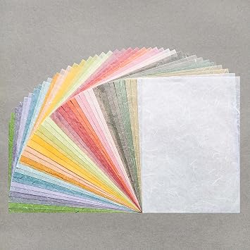 Kozo Studio - Assorted A4 Pastel-tone Mulberry Paper Set 40 Sheets | Premium Decorative Paper for Scrapbooking, Card Making, Collage, Mixed Media Crafts, and DIY Projects