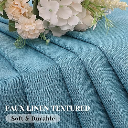 Miniatura 3 de HOMEIDEAS Cortinas opacas 100% de zafiro azul para dormitorio, cortinas de lino sintético de 63 pulgadas de largo, 2 paneles para sala de estar,