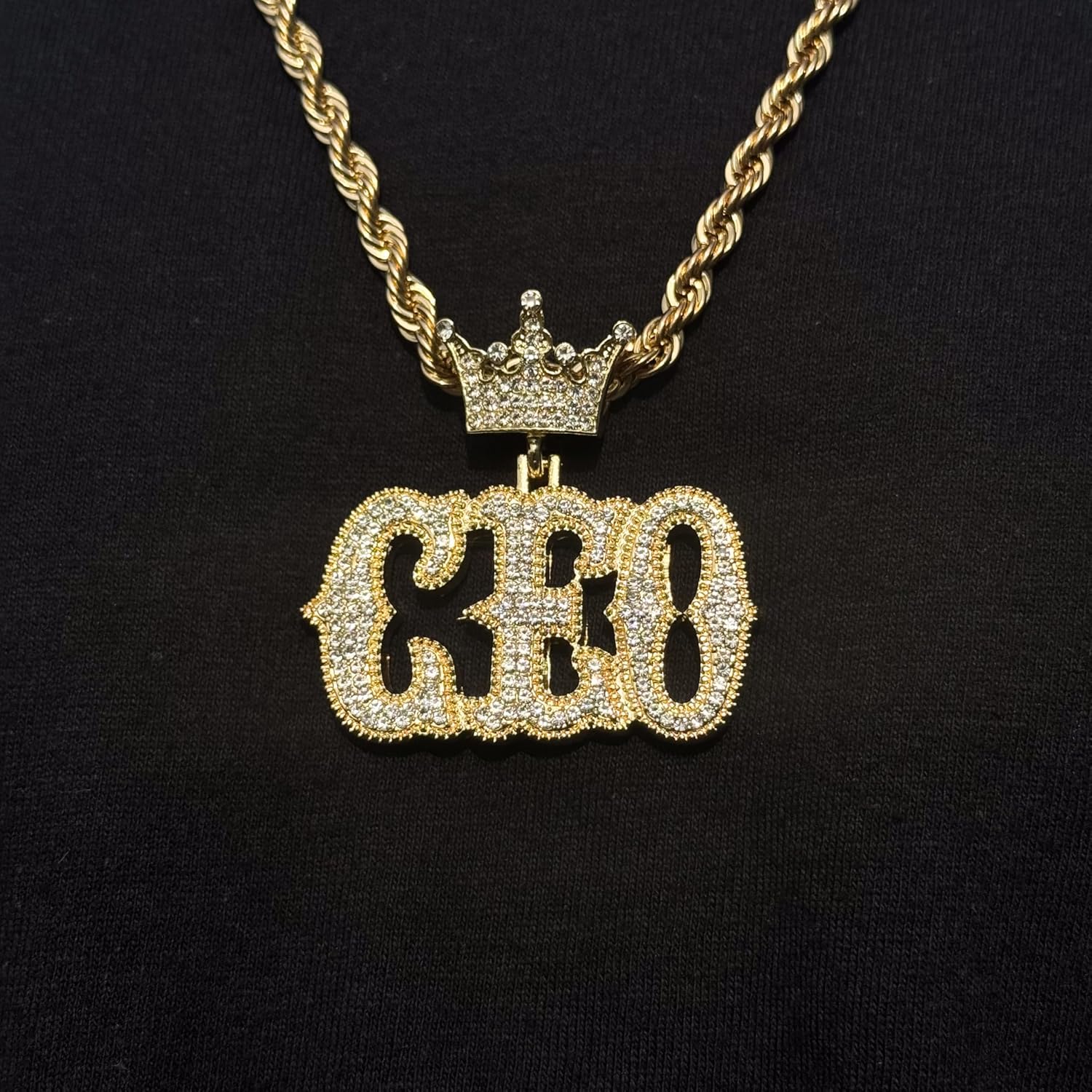 Techno Pave Men's Iced-Out Pendant Necklace – 24-Inch Chain, Hip-Hop Streetwear Jewelry