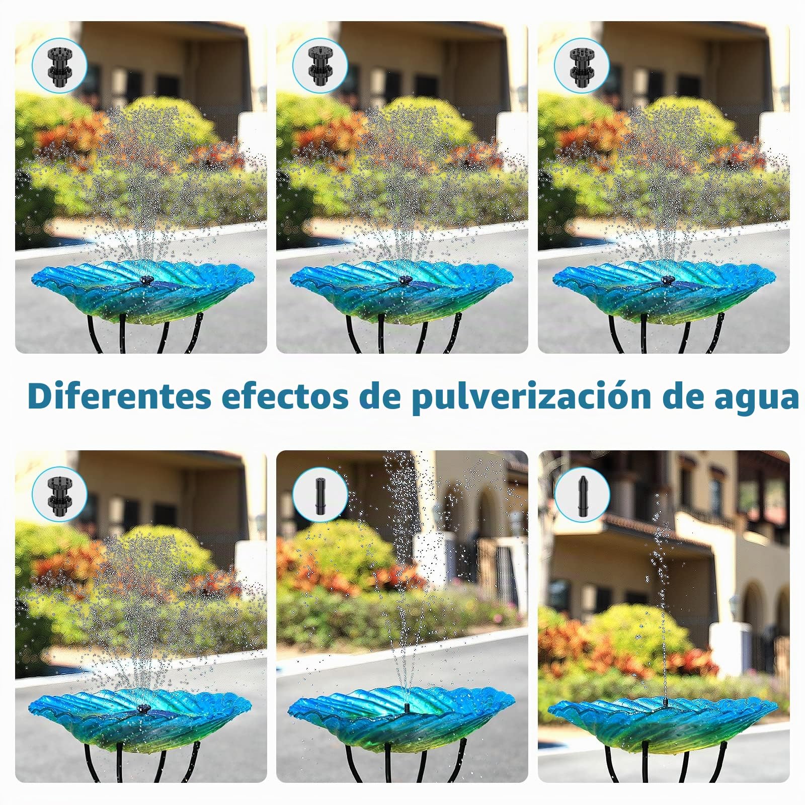 AMZtime Fuente Solar - 3.5W Bomba Solar para Estanque Fuentes Solares para Jardin con Boquilla de Doble Capa para Baño de pájaros, Pecera, Estanque Decoración de Jardín
