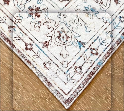 Miniatura 8 de ubcindy Alfombra lavable de 3 x 5 pies, suave y antideslizante, con parte trasera de goma de elastómero termoplástico, alfombra bohemia moderna con