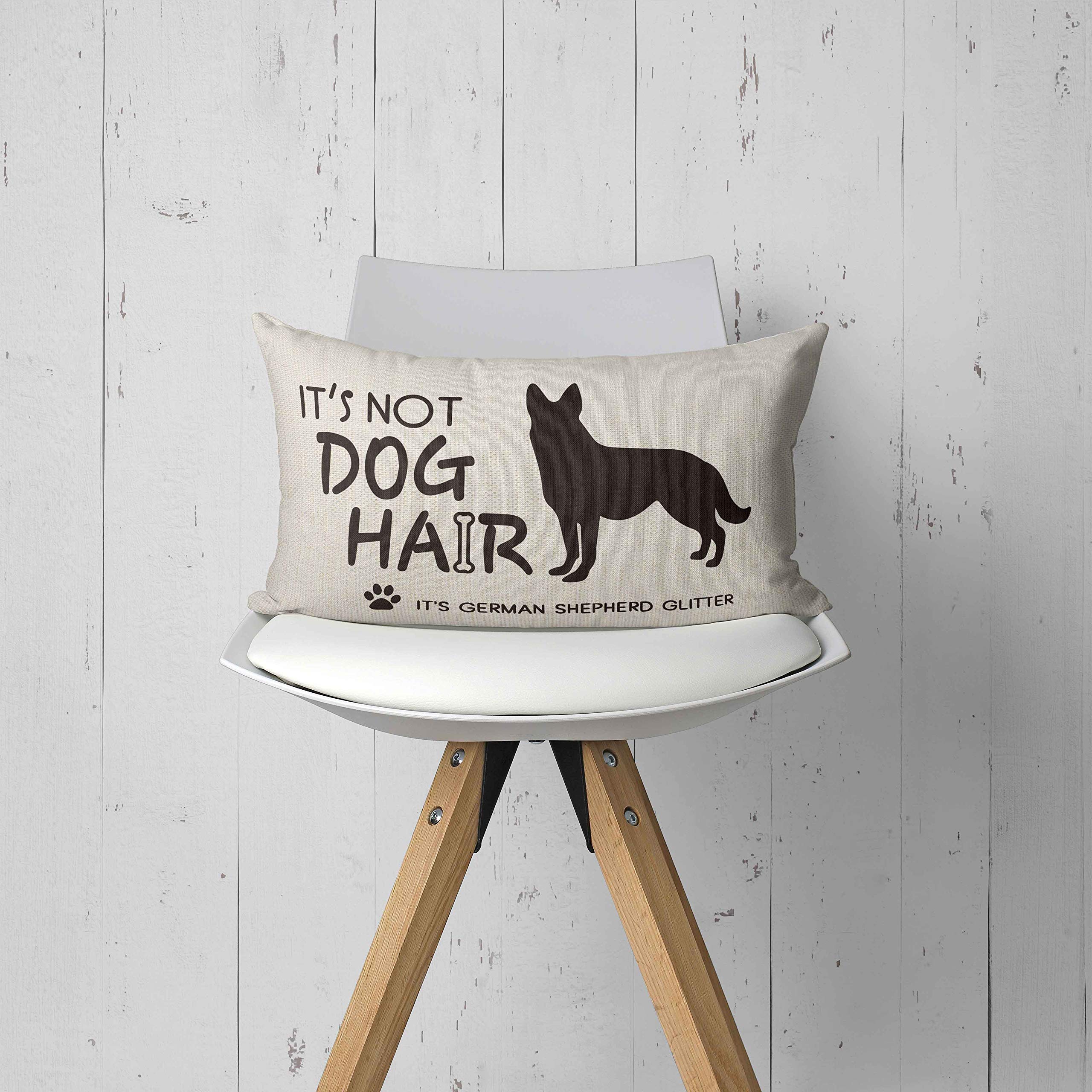 Funny German Shepherd Throw Pillow Cover – “It’s Not Dog Hair It’s Glitter”, 18x18 Inch, Linen Cotton, Zipper Closure