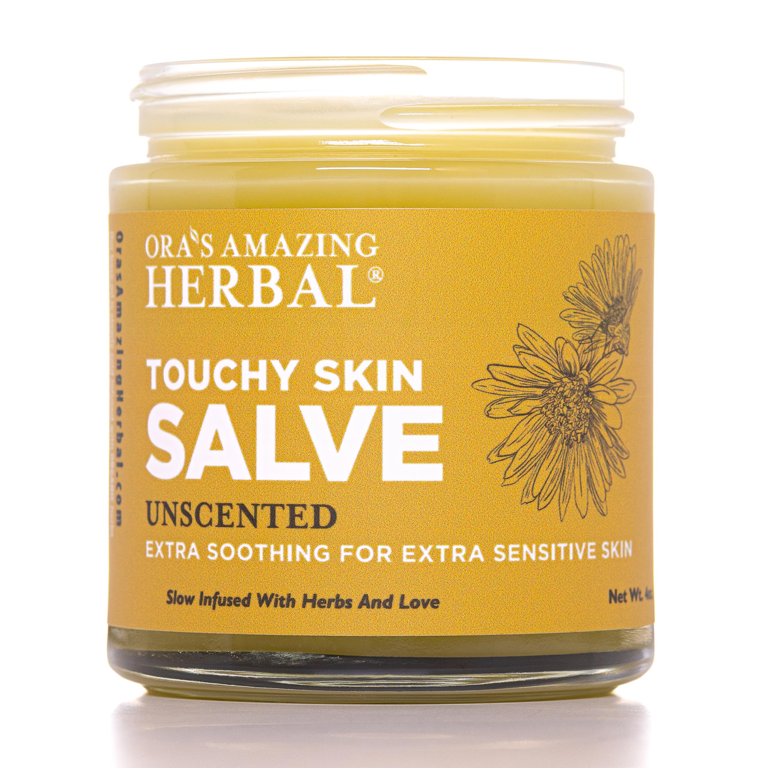 Touchy Skin Salve, Eczema Cream for Kids and Adults, Natural Sensitive Skin Treatment, Itch Cream, Calendula Ointment, 4 oz