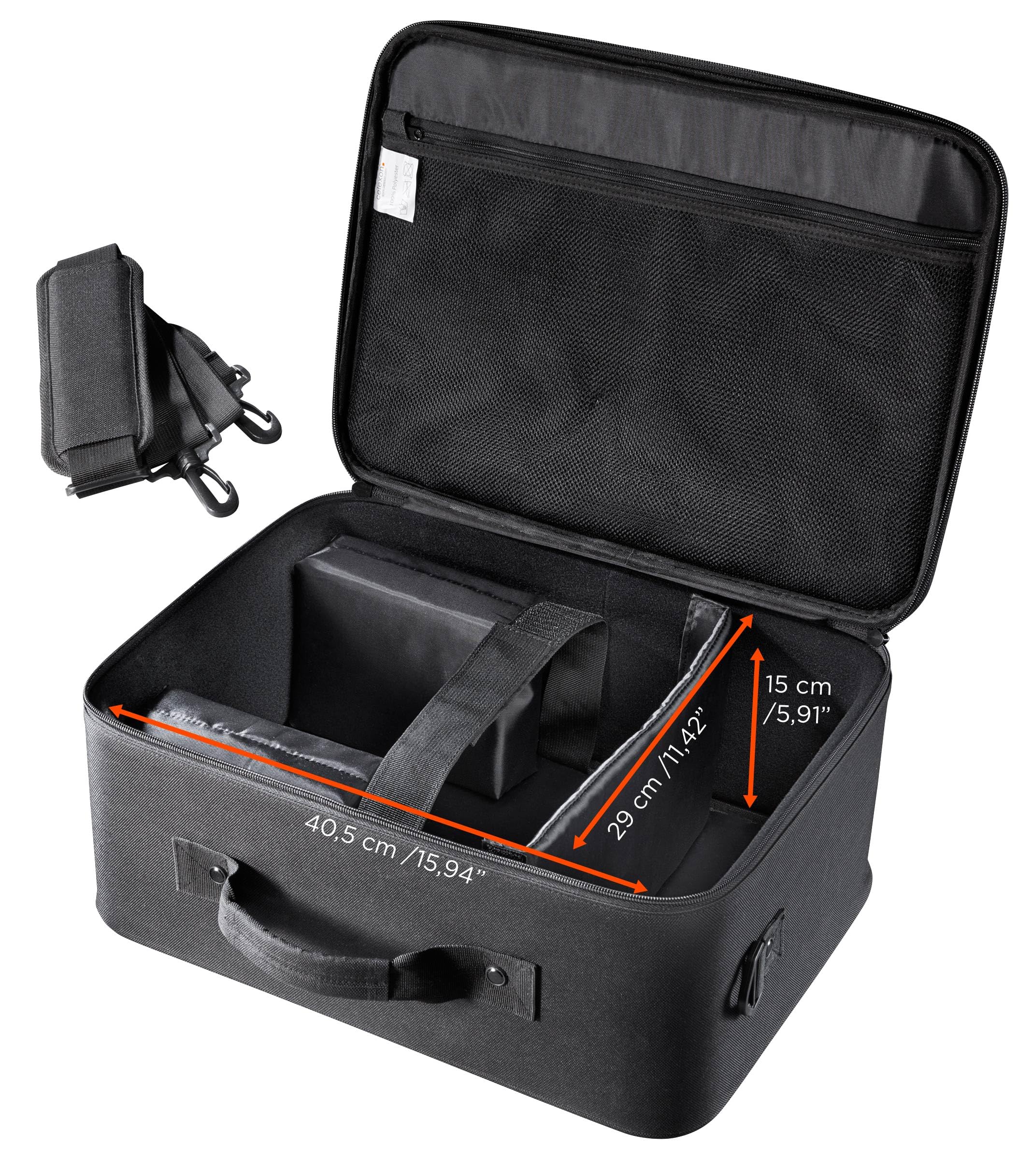 celexon Beamertasche Economy Large - 41x29x15 cm - Hartschalenrahmen - wasserabweisend & abwaschbar - 100% Polyester - schwarz
