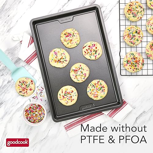 Miniatura 8 de GoodCook PRO - Bandeja para hornear mediana antiadherente, resistente a la deformación y a los arañazos, apta para lavavajillas, construcción de