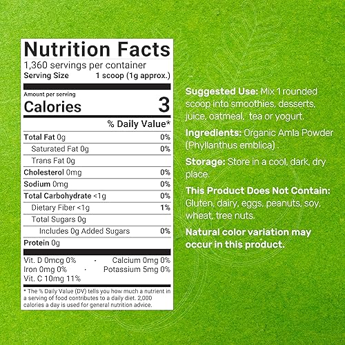 Miniatura 2 de Polvo orgánico de Amla indio, 3 libras, fuente de grosella espinosa de amalaki entera, súper fruta cruda, rica en vitaminas y antioxidantes,