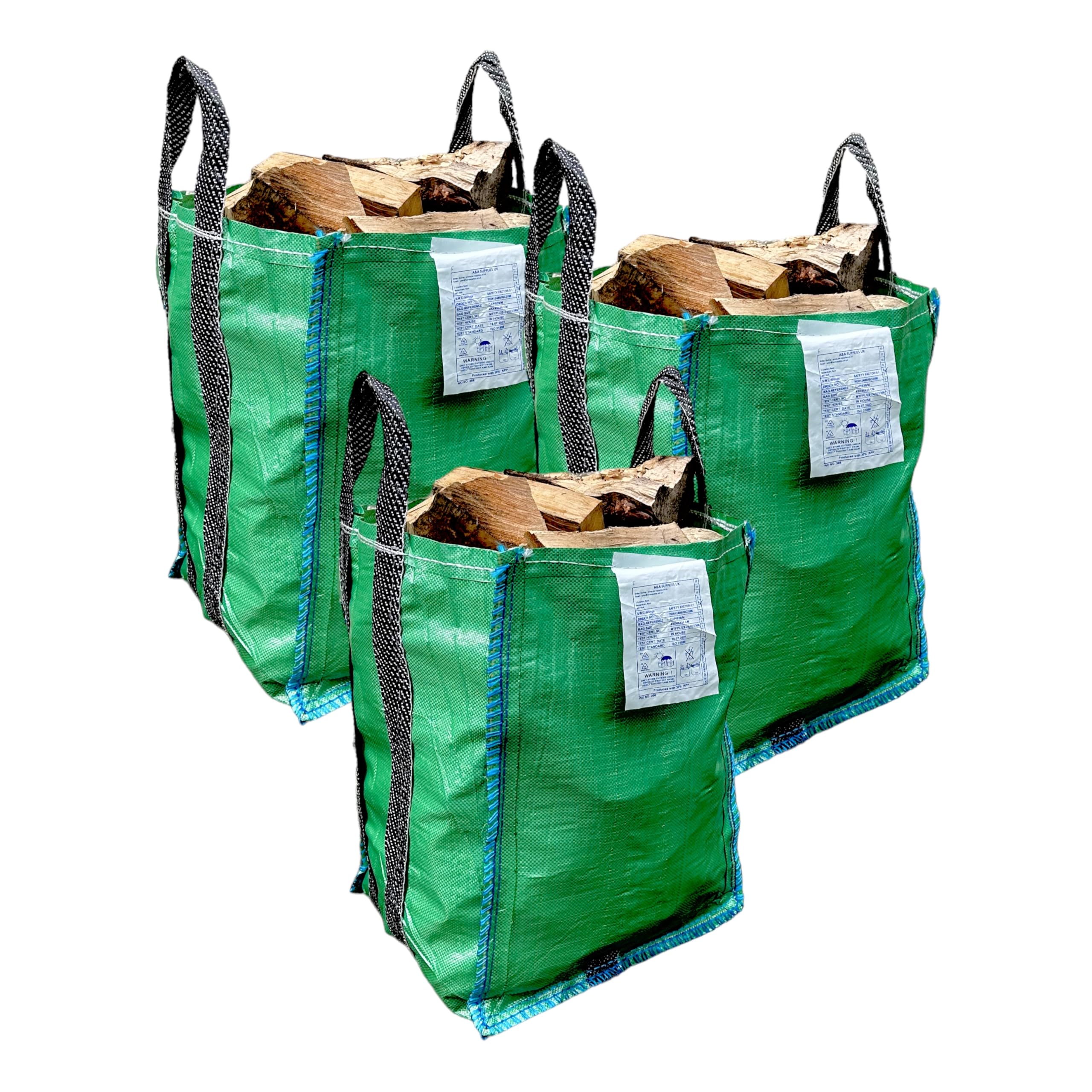 A&A SUPPLIES UKSTRONG - 3 x Garden Waste Bags - 120 Litre - Sacks - With Bottom Handles - Strong Recyclable Reusable for Grass Leaves Storage, Green