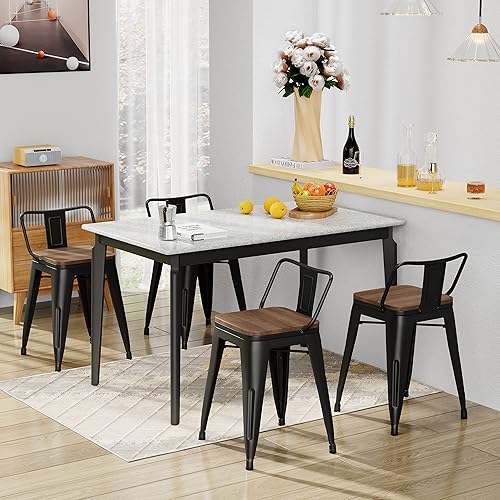 Miniatura 4 de HAOBO Home Taburetes de bar industriales de metal de 30 pulgadas, con respaldo bajo, color dorado, taburetes de altura de mostrador, silla de