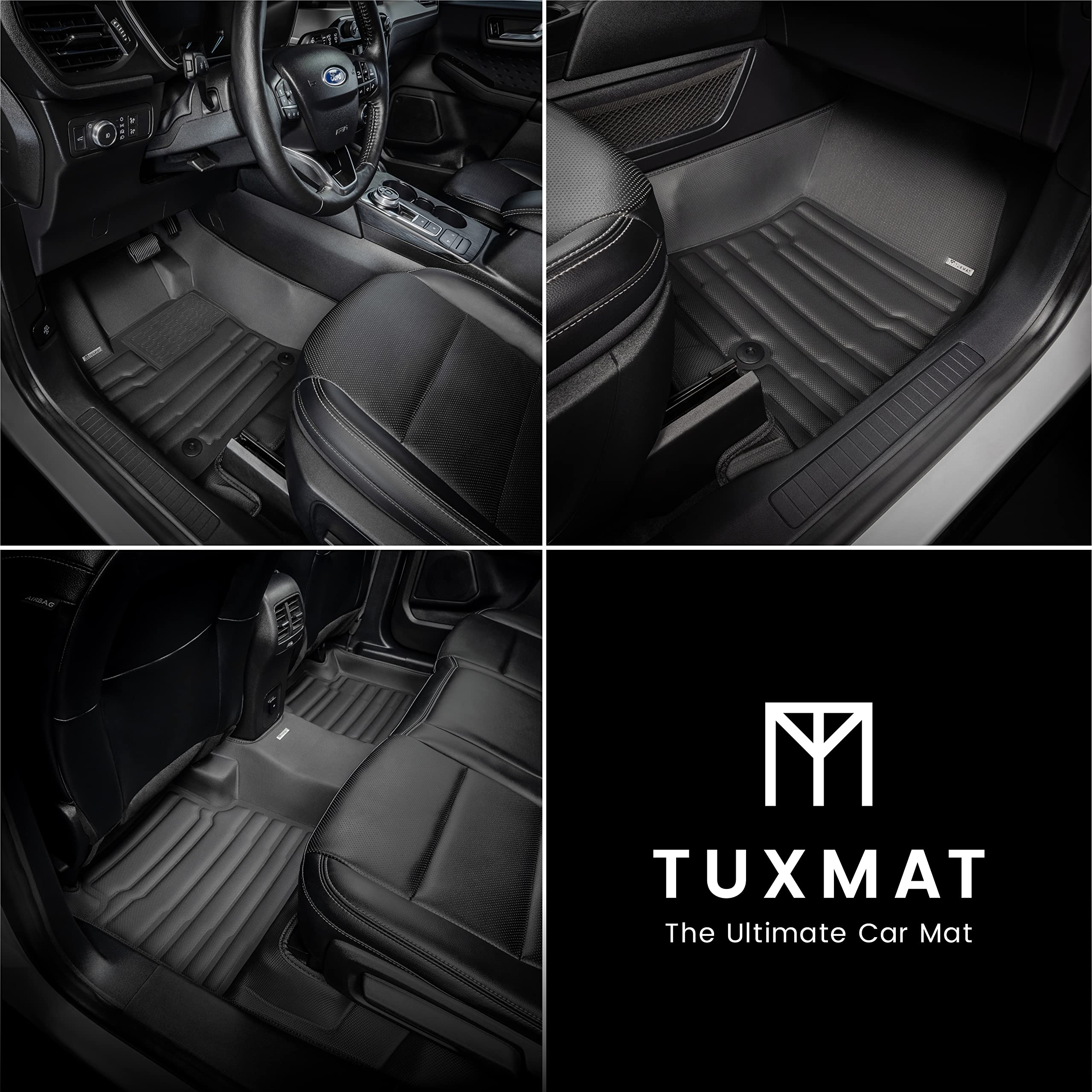 Shvgen Car Floor Mats 2 Rows and Cargo Liner Set Black Compatible for