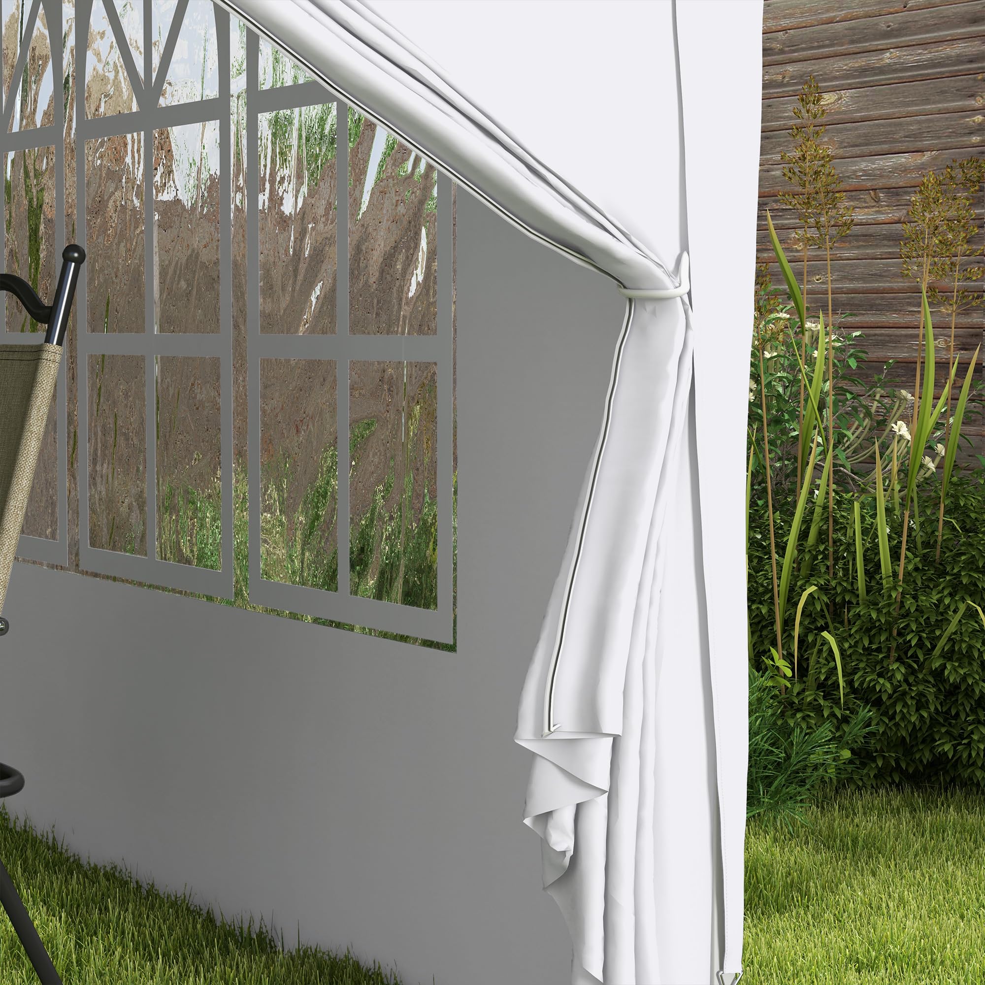 Outsunny Gazebo Pieghevole 3x3 Pop Up con 2 Porte e 2 Finestre, 4 Pannelli Laterali e Borsa da Trasporto, Gazebo da Esterno in Acciaio e Tessuto Oxford, per Giardino, Feste, Campeggio, Bianco