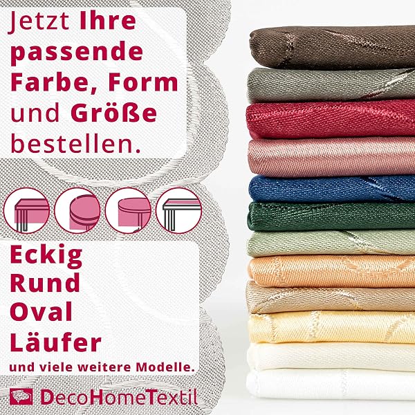 DecoHomeTextil Kringel Tischdecke, Oval 135 x 180 cm Champagner, schwere Qualtität, glänzend, Damast Tafeldecke - 5