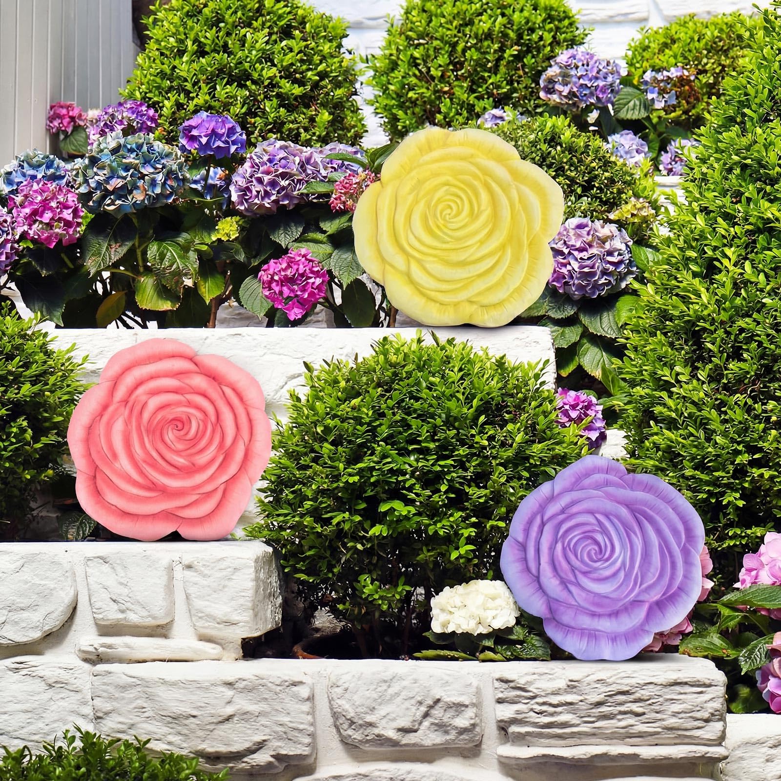 Cinnvoice Paquete de 3 Piedras Decorativas de Resina de 10 Pulgadas para jardín, Patio, decoración de jardín para jardín, Patio, Escultura de Patio