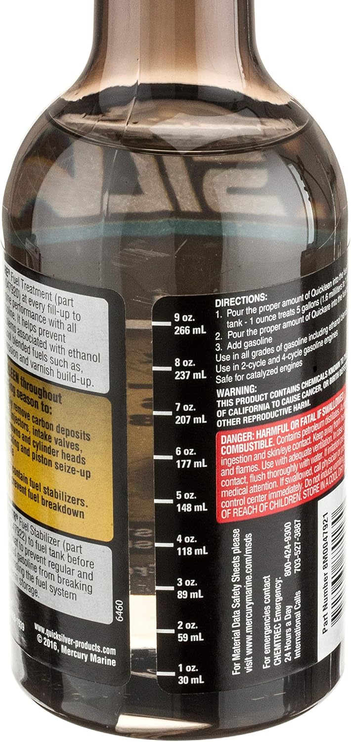 Quicksilver 8M0047921 Quickleen Engine & Fuel System Cleaner, 12 Oz - for All Grades of Gas and Ethanol Blends : Everything Else