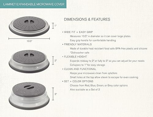Miniatura 4 de LAMINET Cubierta extensible para tazón y plato para microondas (gris)