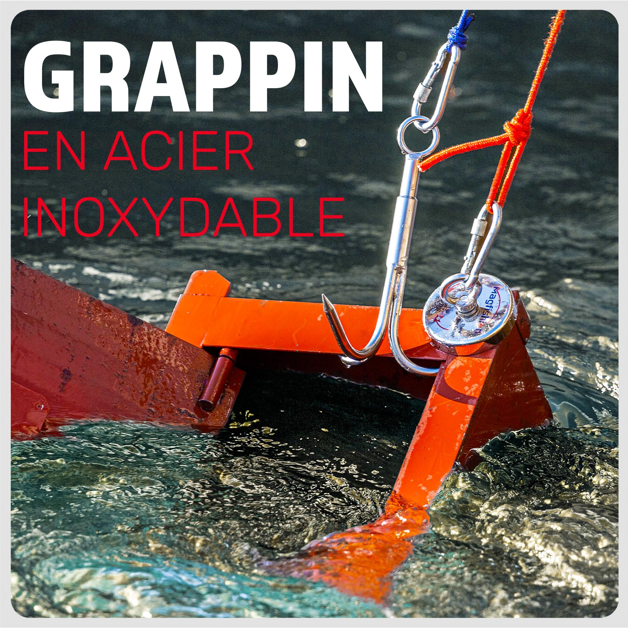 MAGFISHION Aimant Neodyme Puissant - 400 KG - Aimant de Pêche - Ø90mm - Peche a l'aimant avec 2 Cordes, Triple Crochet et Gants - Kit de Pêche Super Magnétique