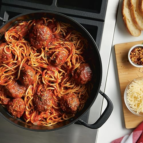 Miniatura 6 de KitchenAid 84805 Olla antiadherente anodizada dura con tapa, 8 cuartos de galón, color negro ónix