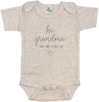 Hi Grandma I Cant Wait To Meet You Pregnancy Announcement Infant Bodysuit - Surprise Gift For Grandma Natural