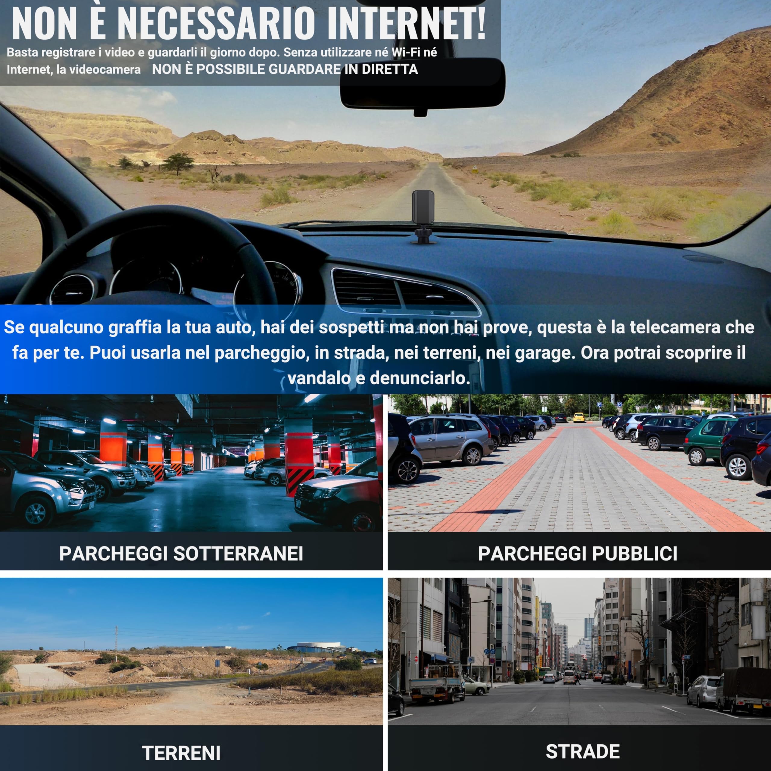 Mini Telecamera Spia Nascosta, Telecamera Senza Wifi Per Auto, Microcamera Spia Per Parcheggi E Luoghi Senza Internet, Include Microsd 32GB, 11 Ore Di Batteria, Spy Cam, Videocamera Interno Esterno