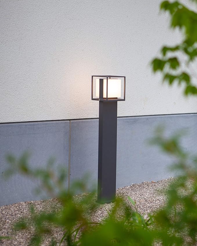 LUTEC LED-buitenpadverlichting CRUZ, moderne bolderlamp in antraciet, hoogte 75 cm, outdoor staande lamp, tuinlamp, 1 lamp incl. lamp photo 2