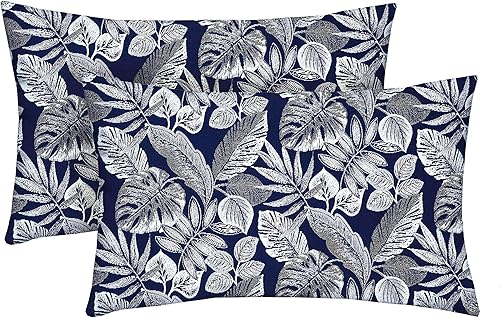 RSH Décor - Juego de 2 almohadas para interiores y exteriores (20 x 12 pulgadas, casco lapislázuli marino)